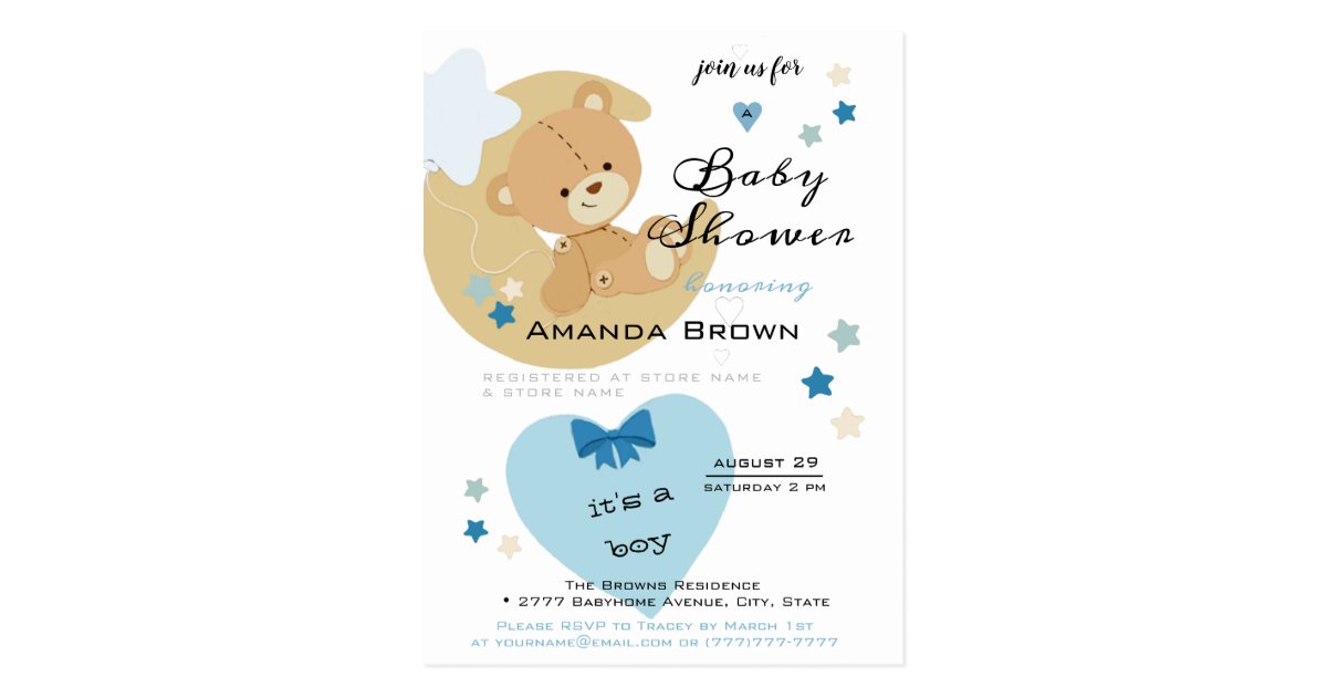 Teddy Bear Love Baby Boy Shower Invitation Postcard Zazzle Com Blue it's a boy baby shower sticker seals 1 sheet 25 stickers. teddy bear love baby boy shower invitation postcard zazzle com