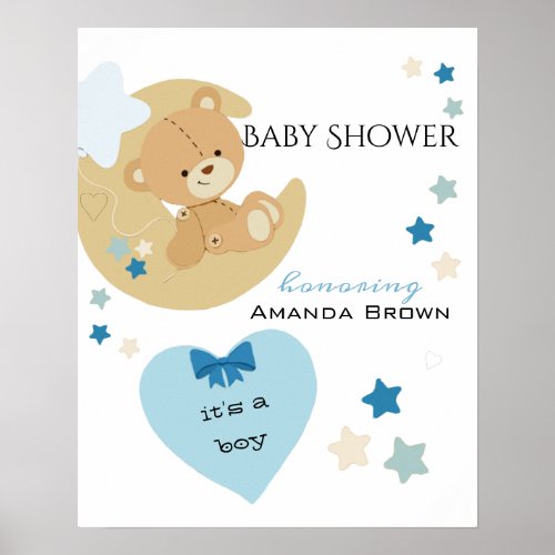 Teddy Bear Love Baby Boy Shower  Poster