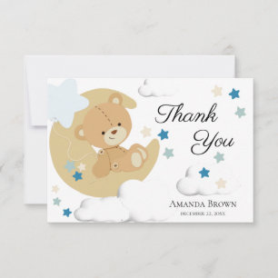 Teddy Bear Love Baby Boy Shower Thank You Card