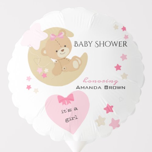 Teddy Bear Love Baby Girl Shower Balloon