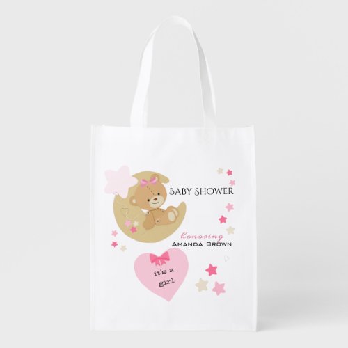 Teddy Bear Love Baby Girl Shower Grocery Bag