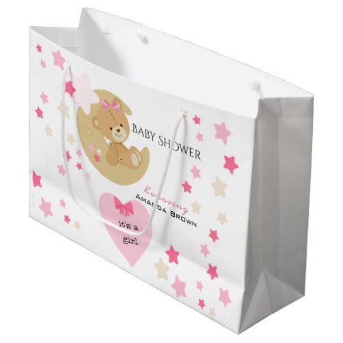 Teddy Bear Love Baby Girl Shower Large Gift Bag