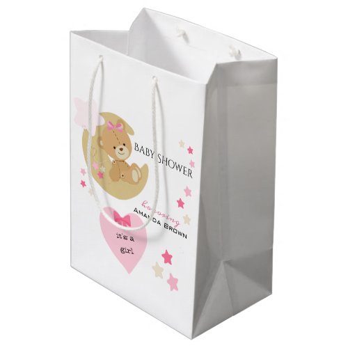 Teddy Bear Love Baby Girl Shower Medium Gift Bag