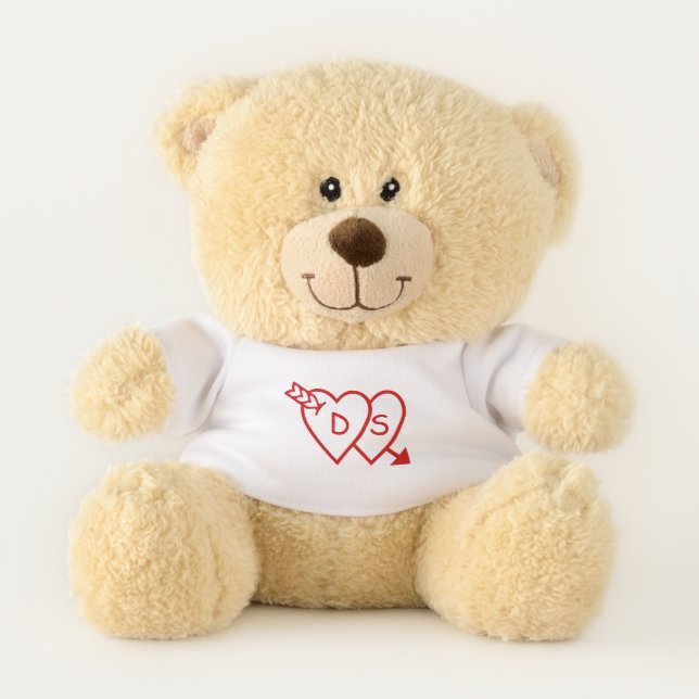 Teddy Bear - Loving Hearts with Initials (Front)