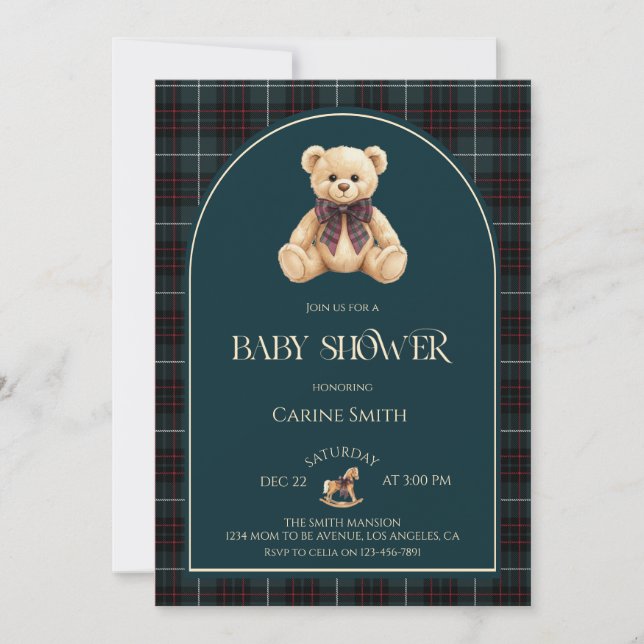 Teddy Bear Luxury Vintage Baby Shower Invitation (Front)