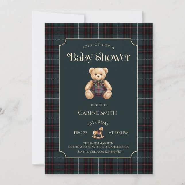 Teddy Bear Luxury Vintage Baby Shower party Invitation (Front)