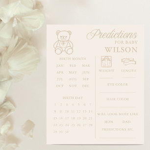 Teddy Bear Minimal Baby Shower Predictions Game
