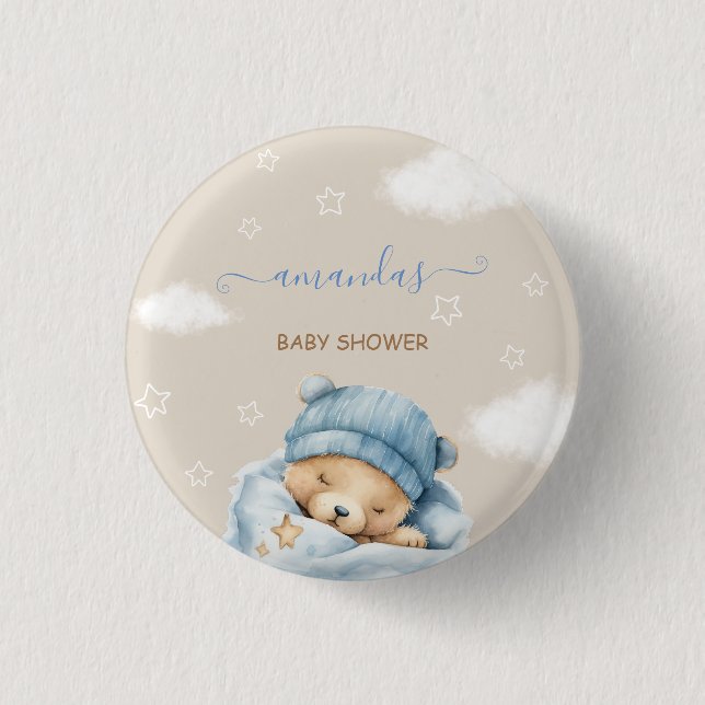 Teddy Bear Minimal Rustic Button (Front)