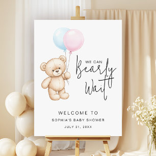Teddy Bear Minimalist Baby Shower Welcome Sign