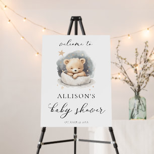 Teddy bear minimalist baby shower welcome sign