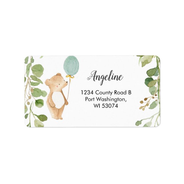 Teddy Bear Modern Address Label (Front)
