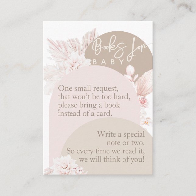 Teddy Bear Modern Boho Girl Baby Shower book Enclosure Card (Front)