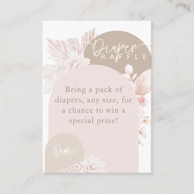 Teddy Bear Modern Boho Girl Baby Shower diaper Enclosure Card (Front)