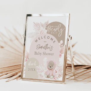 Teddy Bear Modern Boho Girl Baby Shower Foam Board Poster