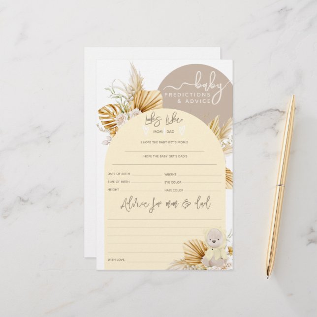 Teddy Bear Modern Boho Girl Baby Shower game (Front/Back In Situ)