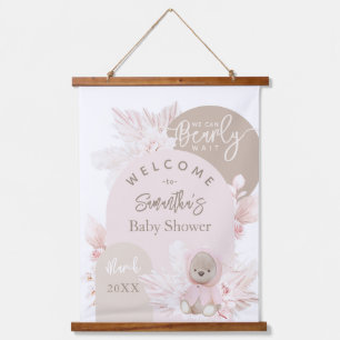 Teddy Bear Modern Boho Girl Baby Shower Hanging Tapestry