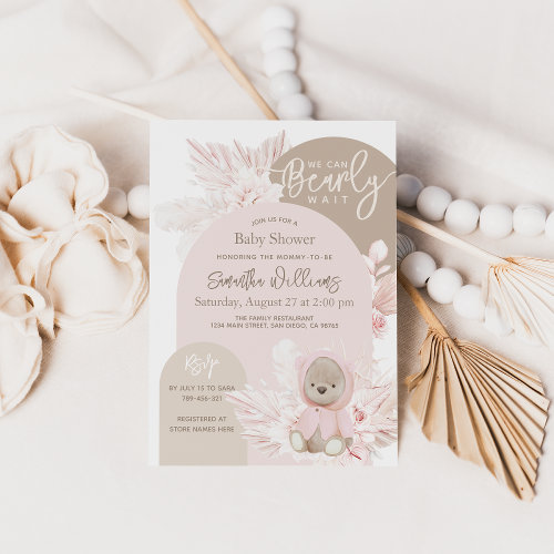 Teddy Bear Modern Boho Girl Baby Shower