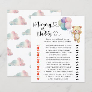 Teddy bear - mommy or daddy baby shower game