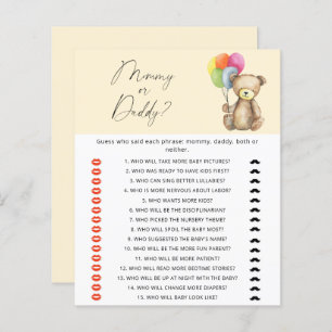 Teddy Bear - mommy or daddy baby shower game