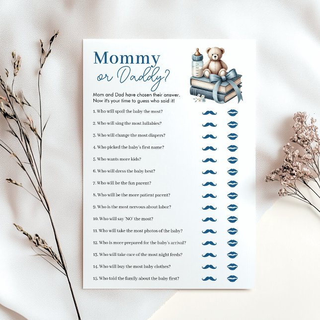 Teddy Bear Mommy or Daddy Baby Shower Game Card (Creator Uploaded)