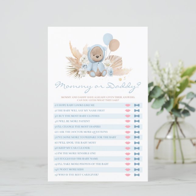 Teddy Bear Mommy Or Daddy Guess Who Said It Game (Standing Front)