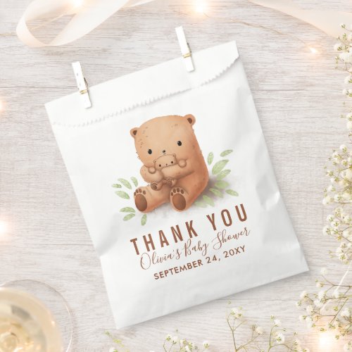 Teddy Bear Mommy with Baby Shower Thank You Favor Bag