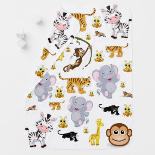Teddy Bear Monkey Elephant Baby Blanket