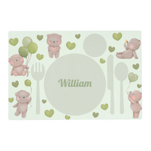 Teddy Bear Montessori Placemat Printable for Boy