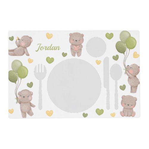 Teddy Bear Montessori Placemat Printable for Boy