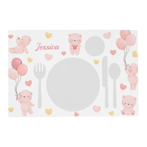 Teddy Bear Montessori Placemat Printable Girl