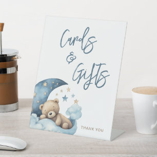 Teddy Bear Moon Baby Shower Cards & Gifts  Pedestal Sign