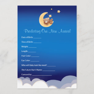 Teddy Bear Moon Baby Shower Prediction  Note Card