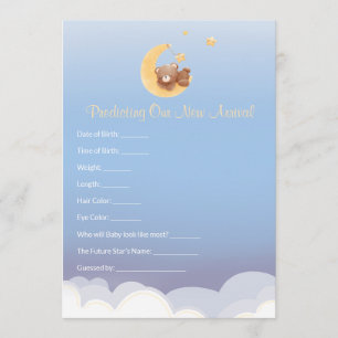 Teddy Bear Moon Baby Shower Prediction  Note Card