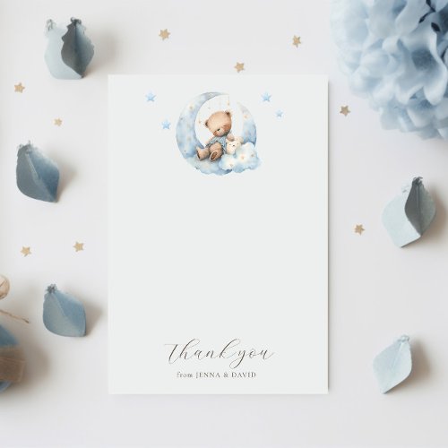 Teddy Bear Moon Baby Shower Thank You Card