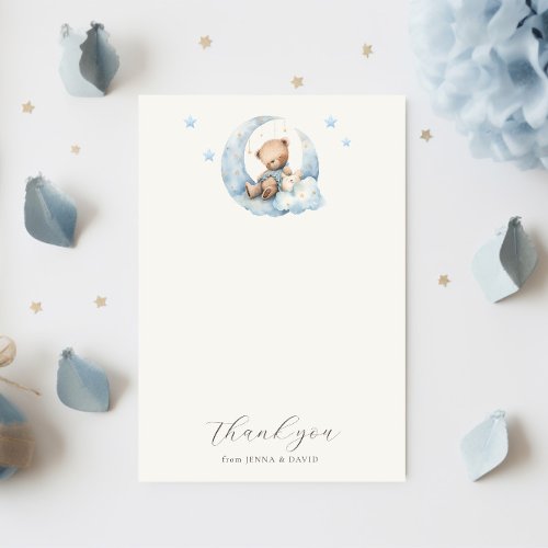 Teddy Bear Moon Baby Shower Thank You Card