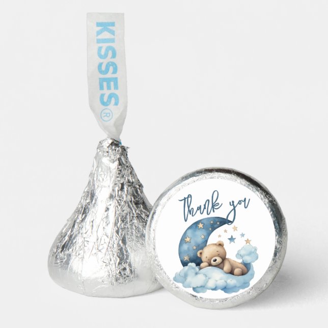 Teddy Bear Moon Baby Shower Thank You Hershey®'s Kisses® (Front)