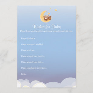 Teddy Bear Moon Baby Shower Wishes For Baby Note Card