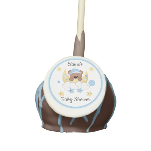 Teddy Bear Moon Clouds Stars Baby Boy Shower Cake Pops