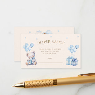Teddy Bear Moon Diaper Raffle Ticket Enclosure Card