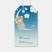 Teddy Bear Moon & Stars Baby Shower Custom Favor Gift Tags