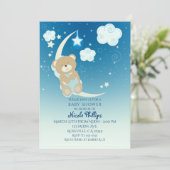 Teddy Bear Moon & Stars Baby Shower Invitations (Standing Front)