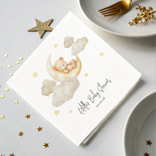 Teddy Bear Moon Stars Baby Shower Napkins