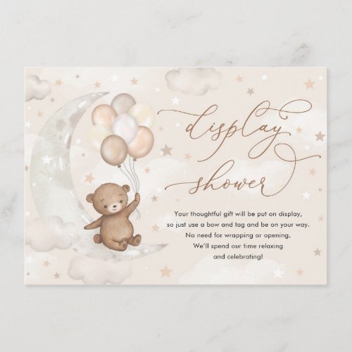 Teddy Bear Moon Stars Balloons Display Shower Enclosure Card