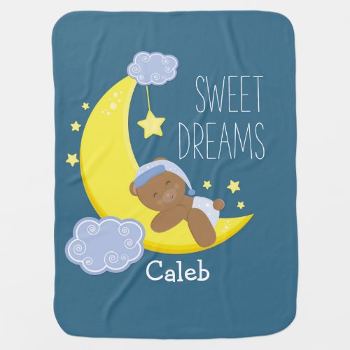 Teddy Bear Moon  Stars Celestial Baby Blanket