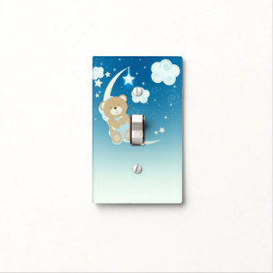 Teddy Bear Moon & Stars Celestial Nursery Bedroom Light Switch Cover
