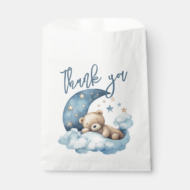 Teddy Bear Moon Thank You Favor Bag (Front)