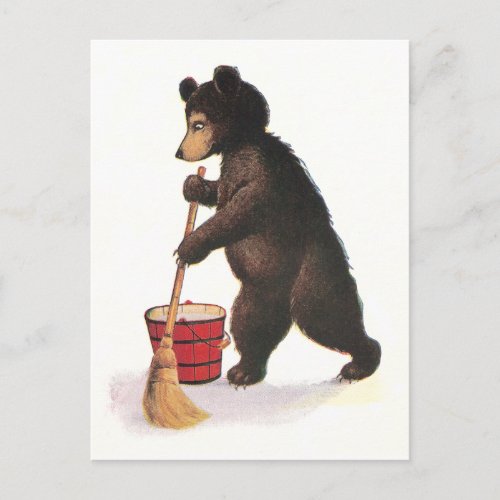 Teddy Bear Mops Floor Postcard