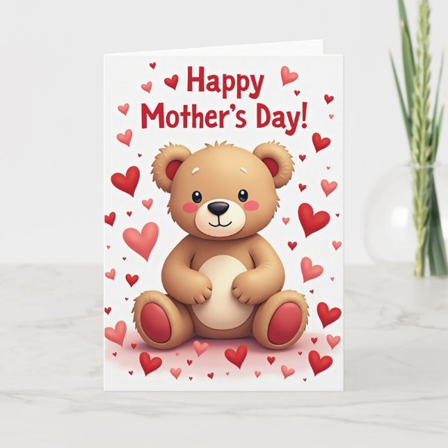 Teddy Bear Mothers Day Art Card (Front)