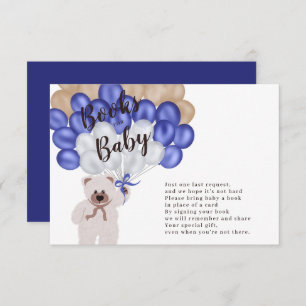 Teddy bear navy blue balloon books for baby enclosure card