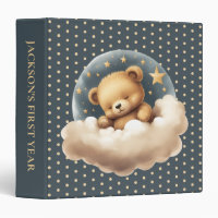 Teddy Bear Navy Gold Baby's Memory Book